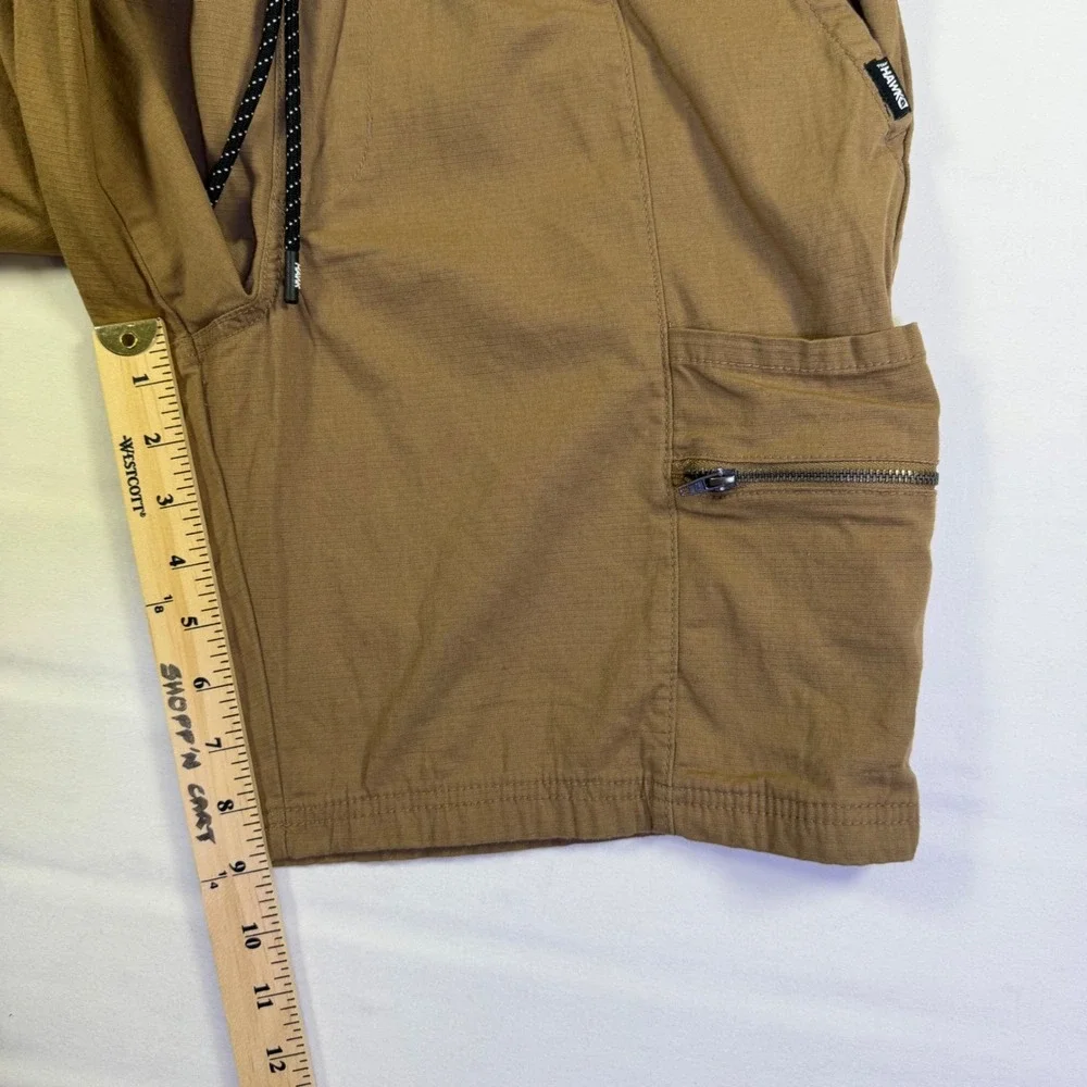 Tony Hawk Mens Khaki Brown Ripstop Cargo Shorts Elastic Waist Size Medium‎